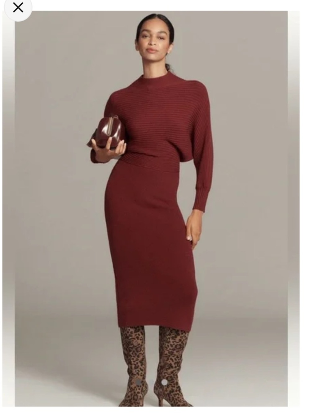 ANTHROPOLOGIE Long Sleeve Slim Sweater Mid Dress